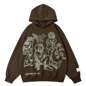 Trendy Brown Graphic Hoodie for Men